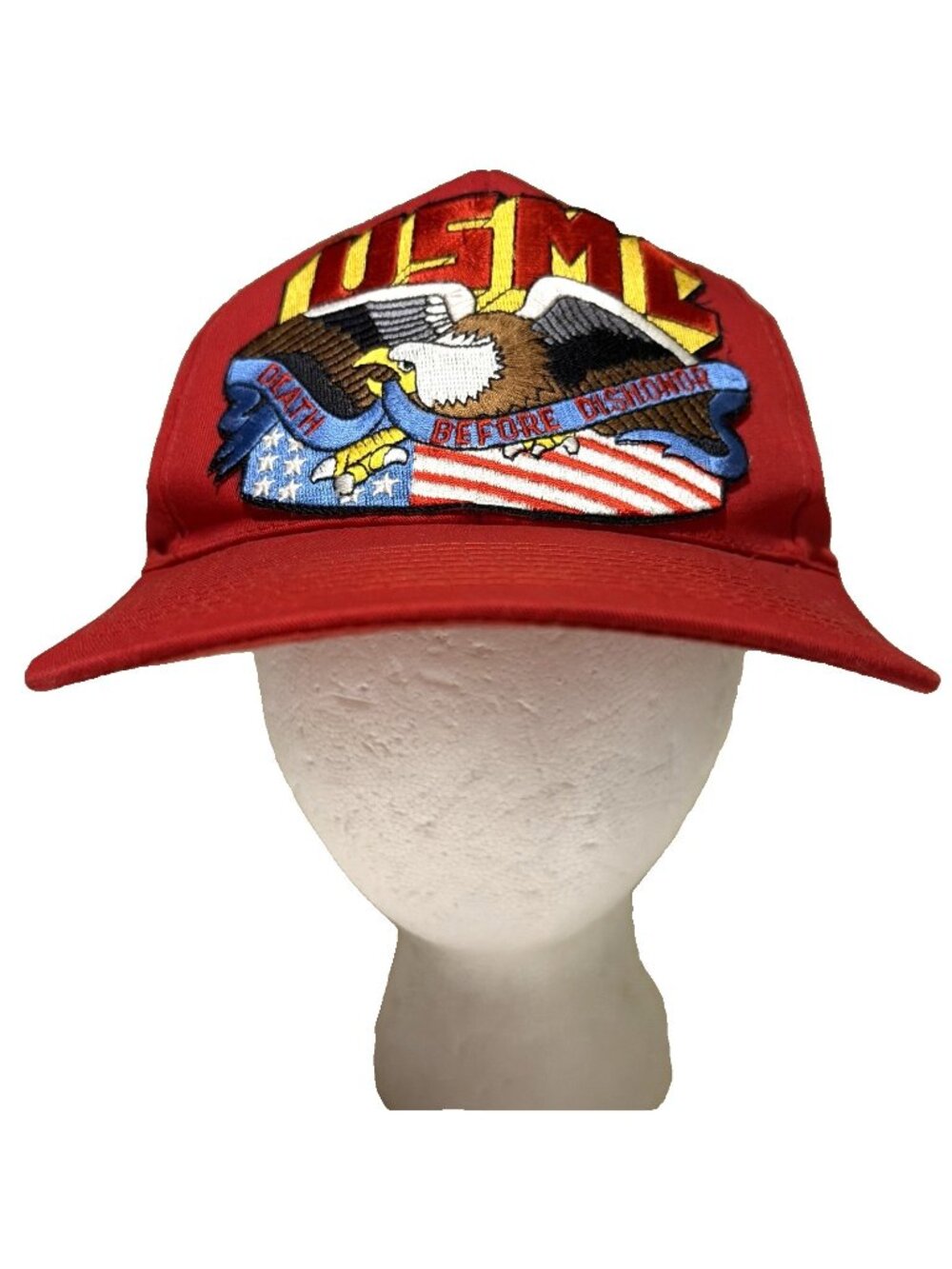VTG United States Marine Corps USMC Snapback Hat Cap Red Embroidered Patch Eagle